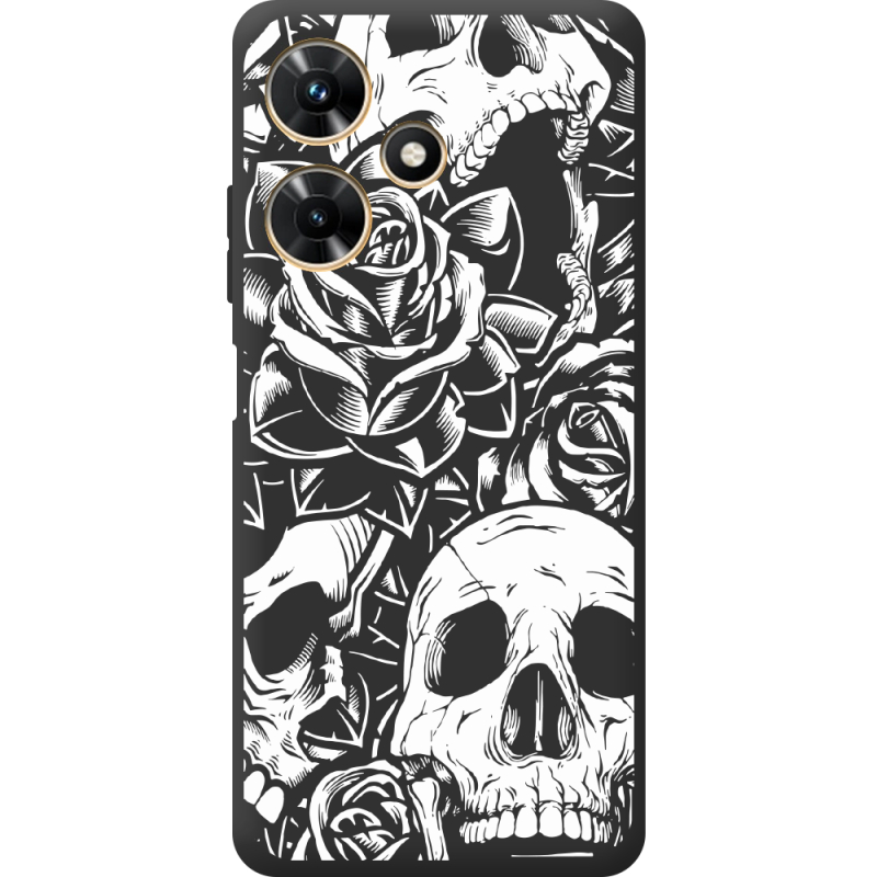 Черный чехол BoxFace Infinix Hot 30i Skull and Roses