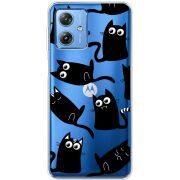 Прозрачный чехол BoxFace Motorola G54 Power с 3D-глазками Black Kitty