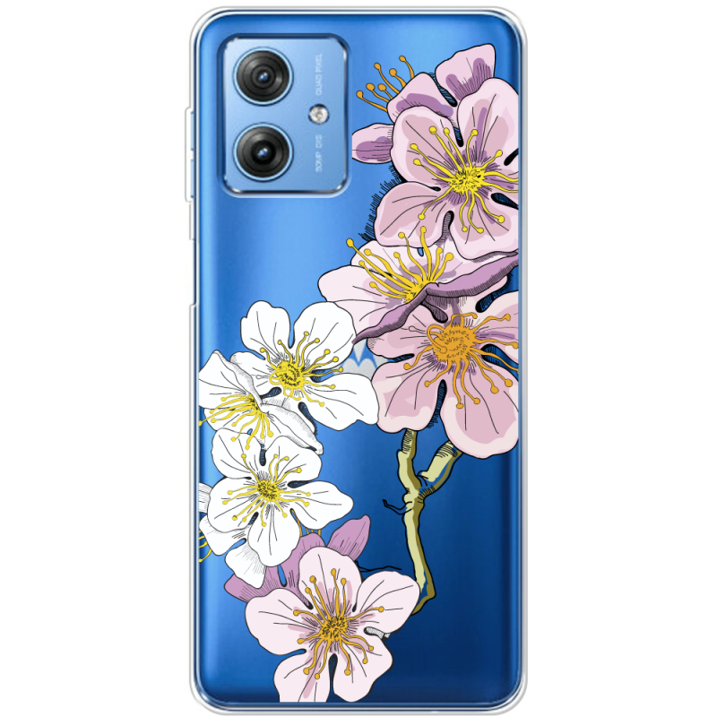 Прозрачный чехол BoxFace Motorola G54 Power Cherry Blossom