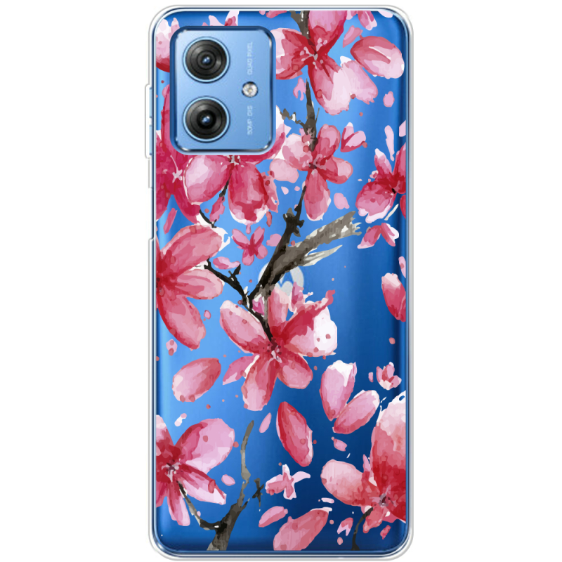 Прозрачный чехол BoxFace Motorola G54 Power Pink Magnolia