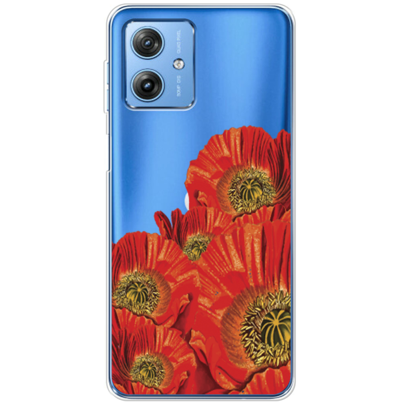 Прозрачный чехол BoxFace Motorola G54 Power Red Poppies