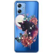 Чехол со стразами Motorola G54 Power Cat in Flowers