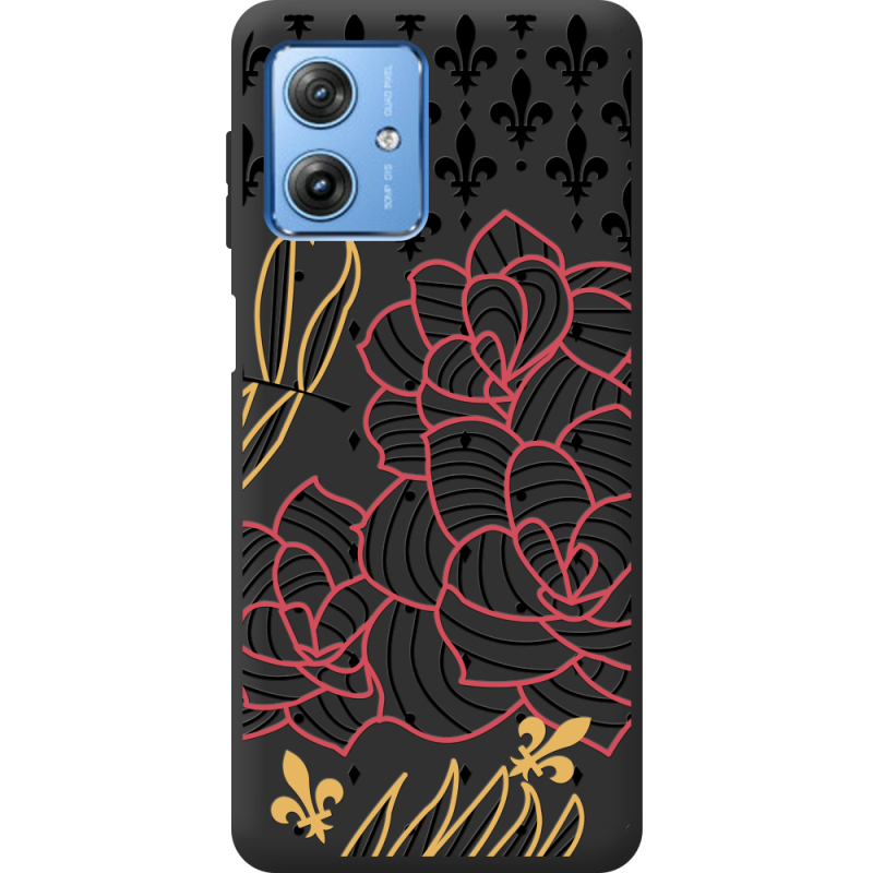 Черный чехол BoxFace Motorola G54 Power FranceFlowers