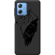 Черный чехол BoxFace Motorola G54 Power Wolf and Raven