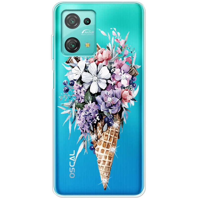 Чехол со стразами BoxFace Blackview Oscal C30 Ice Cream Flowers