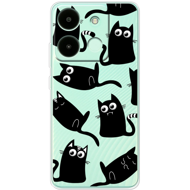 Прозрачный чехол BoxFace Infinix Smart 7 HD с 3D-глазками Black Kitty