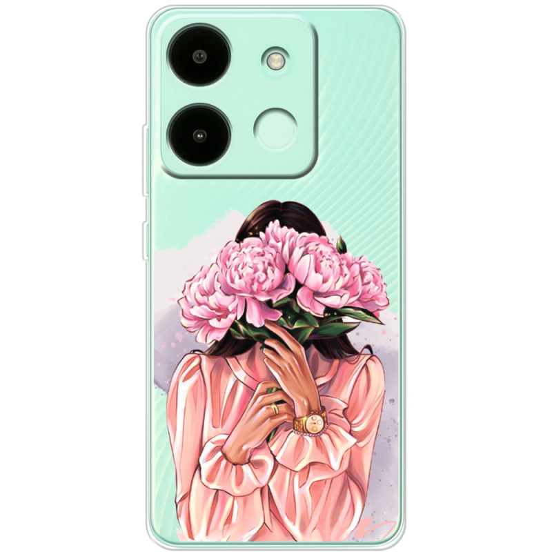 Прозрачный чехол BoxFace Infinix Smart 7 HD Девушка с Пионами