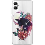 Чехол со стразами Samsung Galaxy A05 (A055) Cat in Flowers