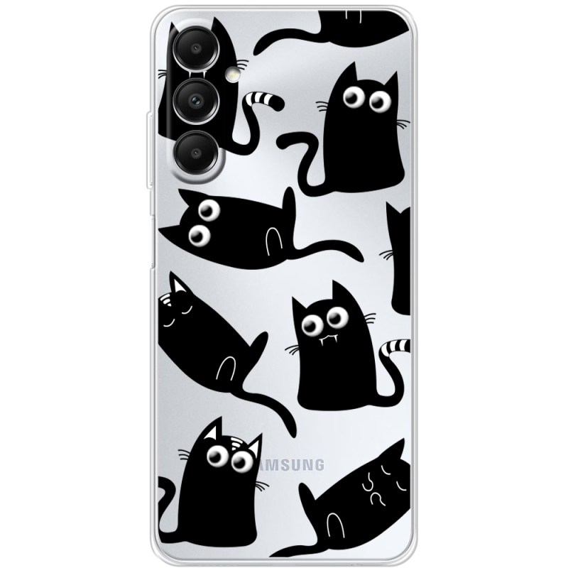 Прозрачный чехол BoxFace Samsung Galaxy A05s (A057) с 3D-глазками Black Kitty