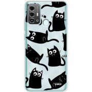 Прозрачный чехол BoxFace ZTE Blade A53 Pro с 3D-глазками Black Kitty