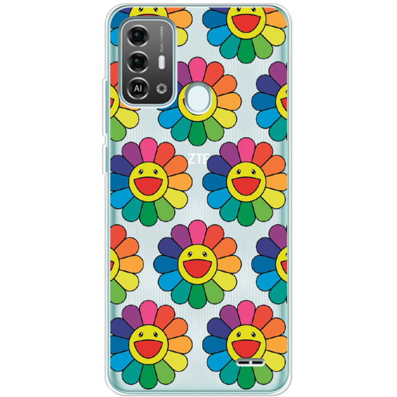 Прозрачный чехол BoxFace ZTE Blade A53 Pro Hippie Flowers