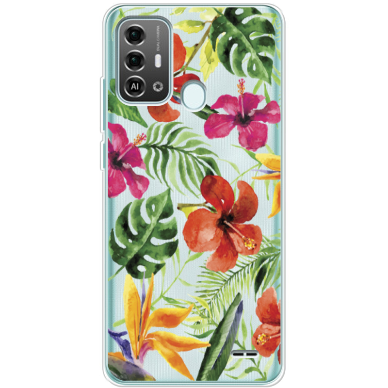 Прозрачный чехол BoxFace ZTE Blade A53 Pro Tropical Flowers