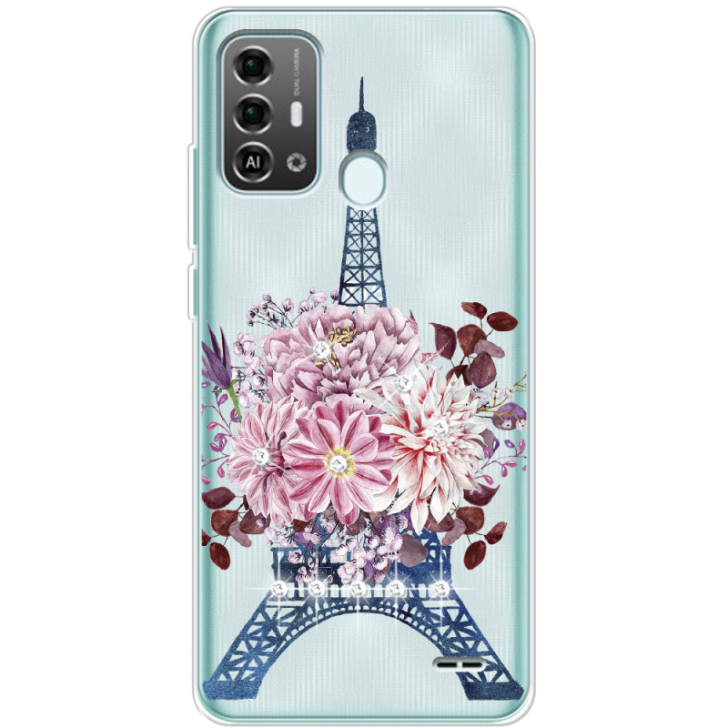 Чехол со стразами ZTE Blade A53 Pro Eiffel Tower