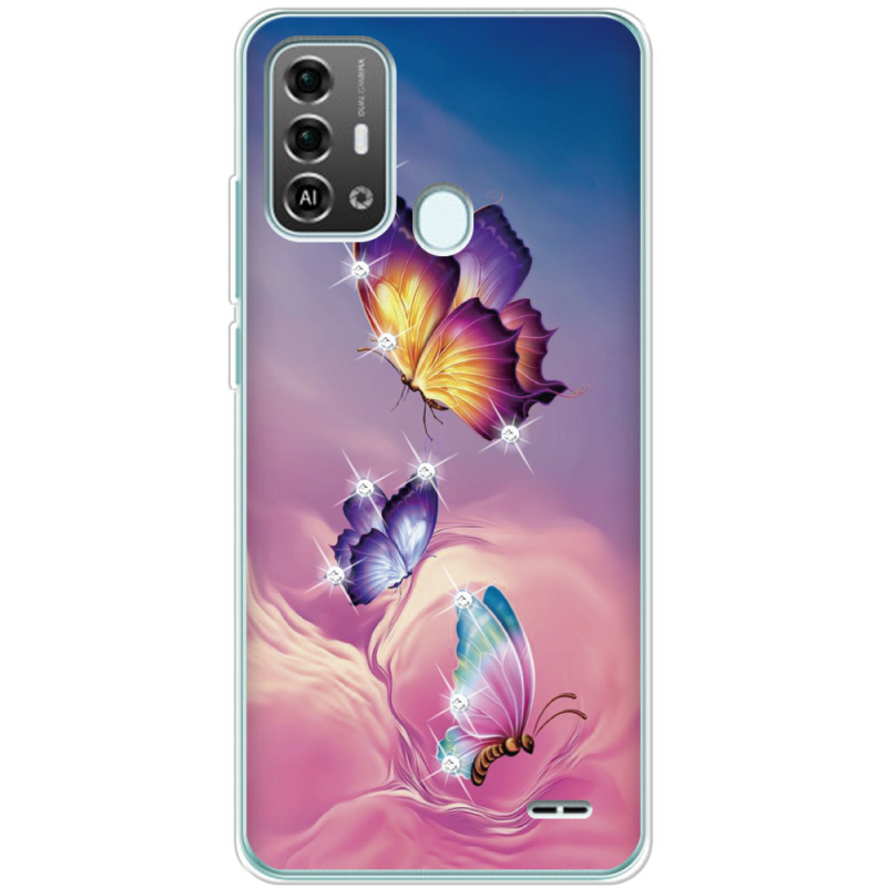 Чехол со стразами ZTE Blade A53 Pro Butterflies