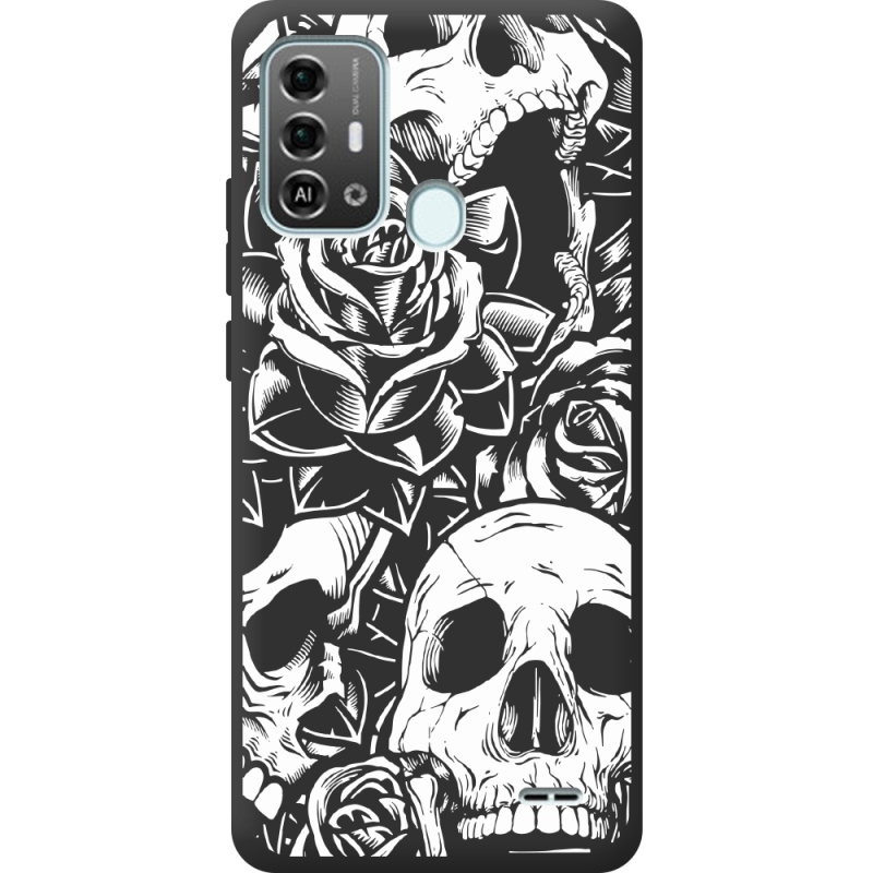 Черный чехол BoxFace ZTE Blade A53 Pro Skull and Roses