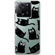 Прозрачный чехол BoxFace Xiaomi 13T с 3D-глазками Black Kitty