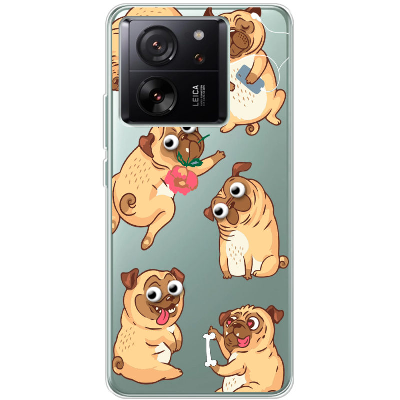 Прозрачный чехол BoxFace Xiaomi 13T с 3D-глазками Pug