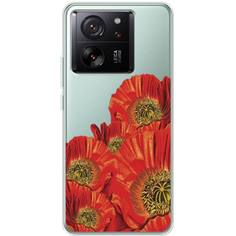 Прозрачный чехол BoxFace Xiaomi 13T Red Poppies