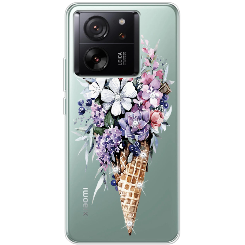 Чехол BoxFace со стразами Xiaomi 13T Ice Cream Flowers