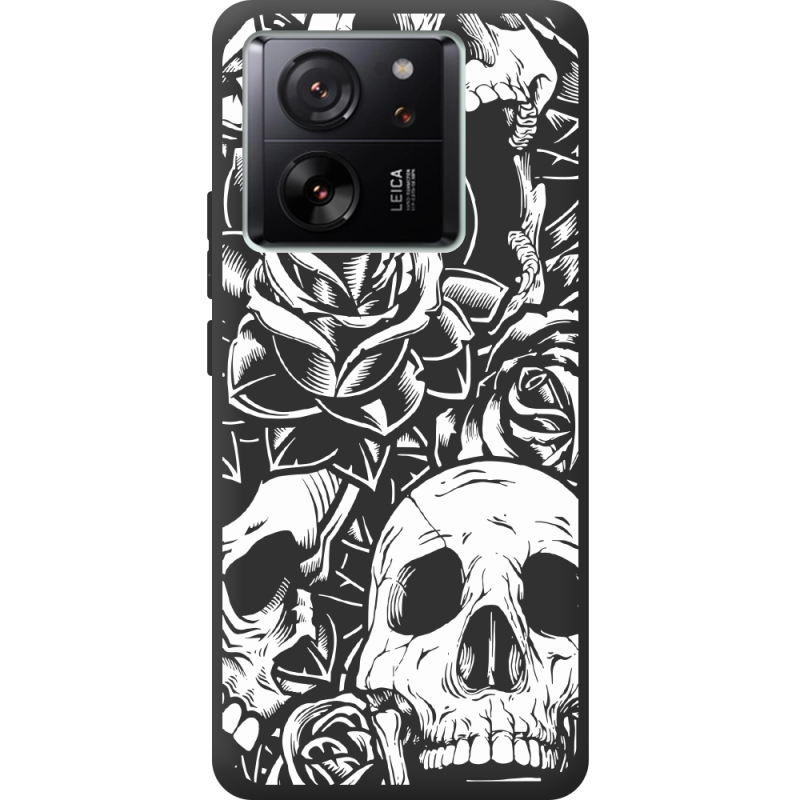 Черный чехол BoxFace Xiaomi 13T Skull and Roses