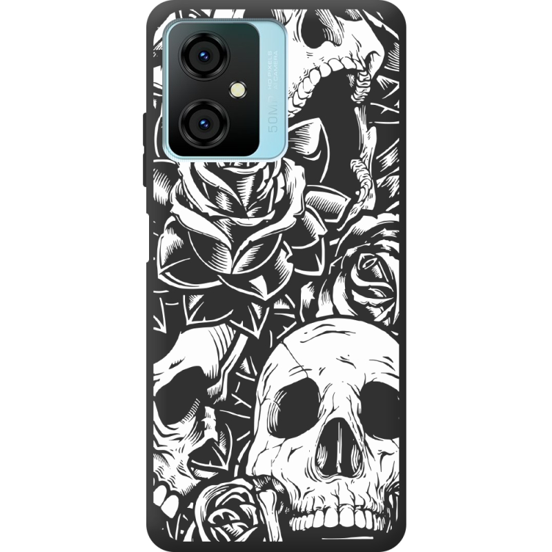 Черный чехол BoxFace Blackview Oscal C70 Skull and Roses