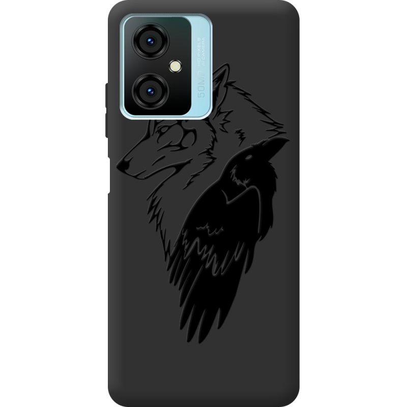 Черный чехол BoxFace Blackview Oscal C70 Wolf and Raven