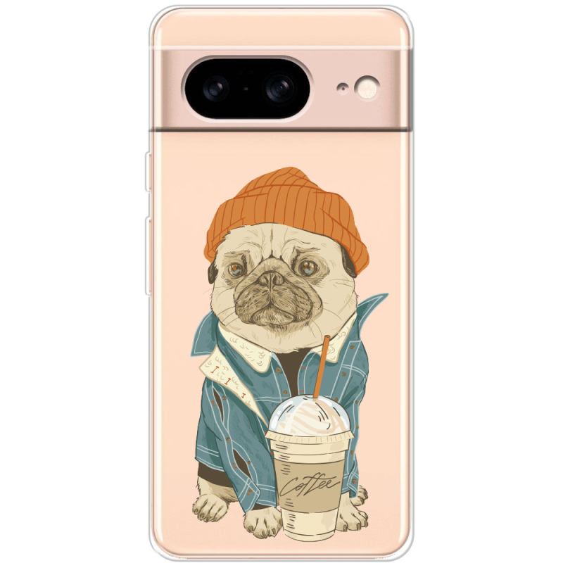 Прозрачный чехол BoxFace Google Pixel 8 Dog Coffeeman