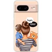 Прозрачный чехол BoxFace Google Pixel 8 Super Mama and Son