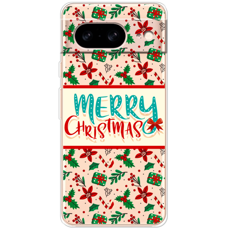 Прозрачный чехол BoxFace Google Pixel 8 Vintage Christmas Pattern