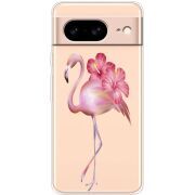 Прозрачный чехол BoxFace Google Pixel 8 Floral Flamingo