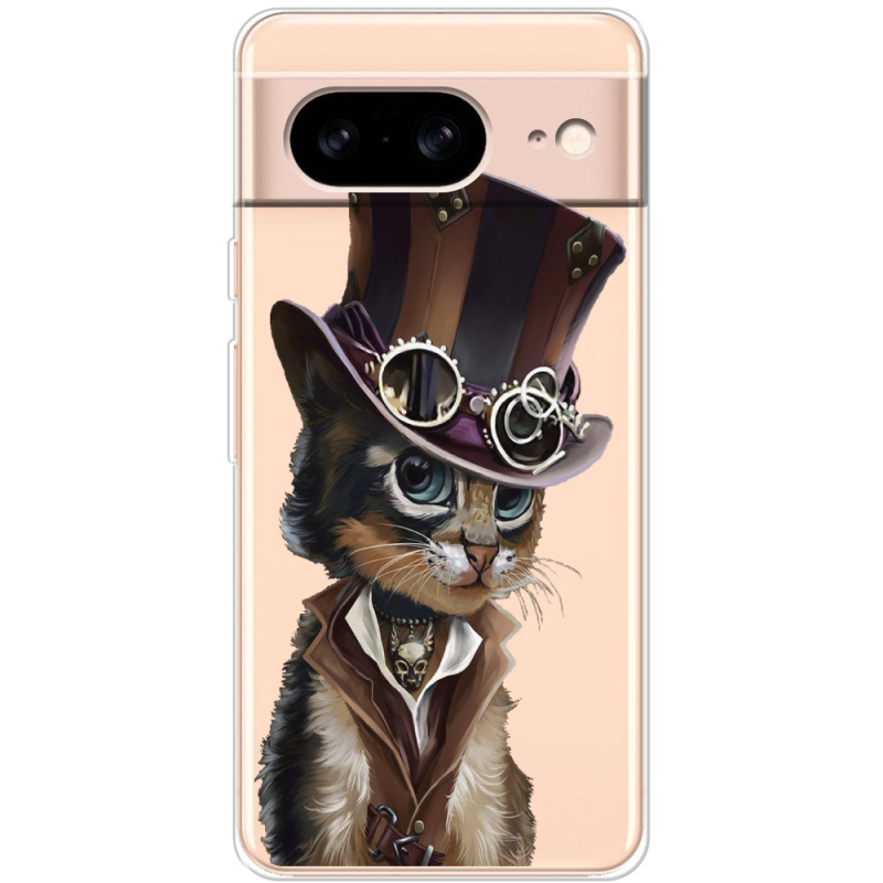 Прозрачный чехол BoxFace Google Pixel 8 Steampunk Cat