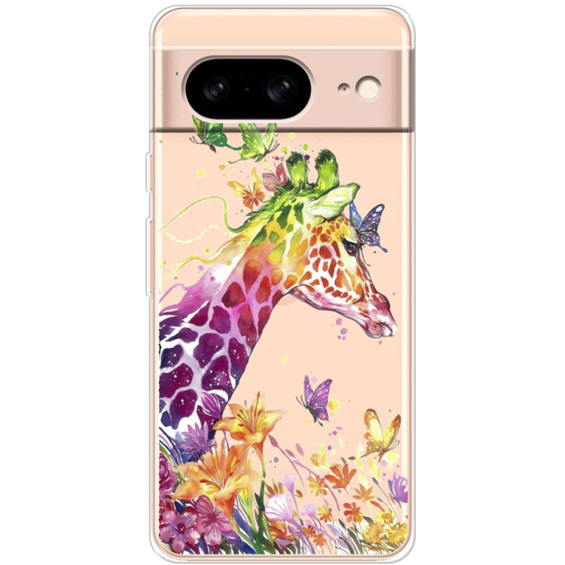 Прозрачный чехол BoxFace Google Pixel 8 Colorful Giraffe