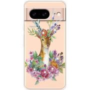 Чехол со стразами Google Pixel 8 Deer with flowers