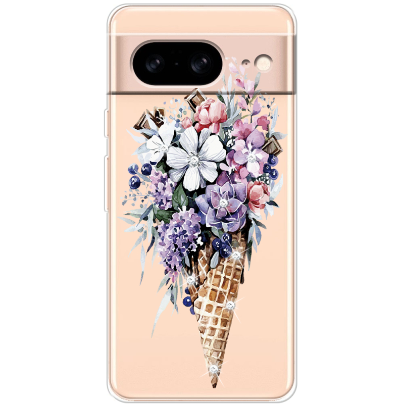 Чехол со стразами Google Pixel 8 Ice Cream Flowers