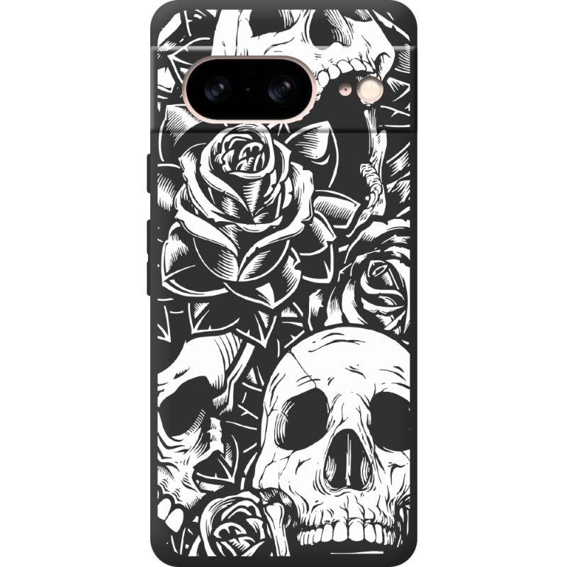 Черный чехол BoxFace Google Pixel 8 Skull and Roses