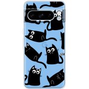 Прозрачный чехол BoxFace Google Pixel 8 Pro с 3D-глазками Black Kitty