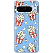 Прозрачный чехол BoxFace Google Pixel 8 Pro с 3D-глазками Popcorn