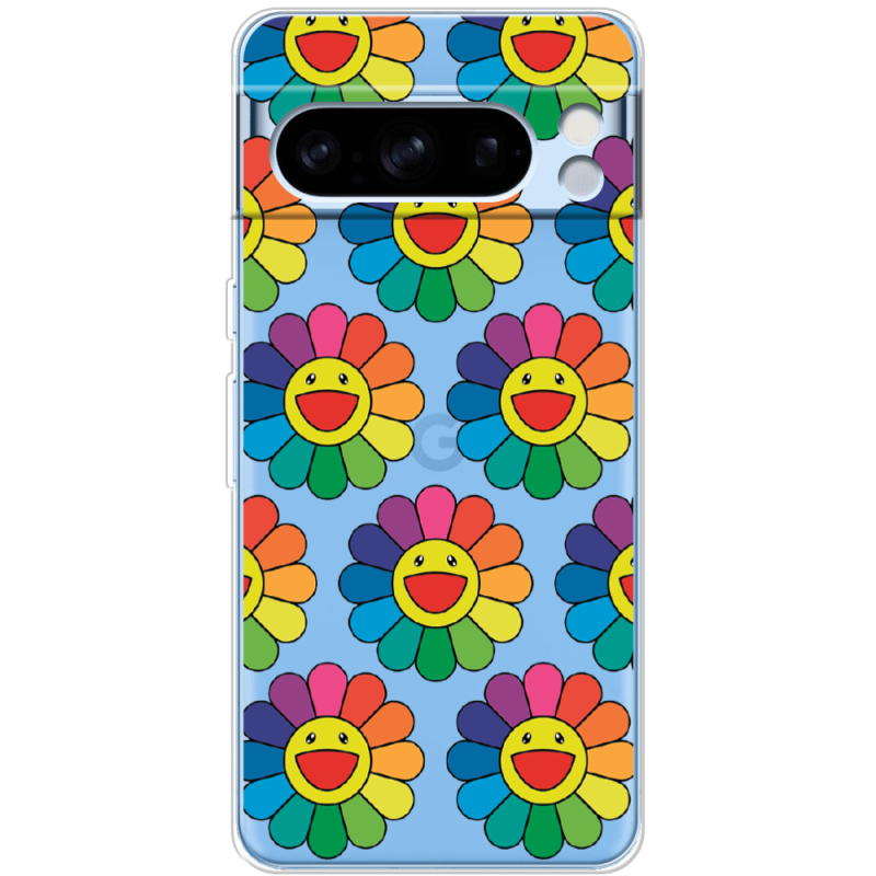 Прозрачный чехол BoxFace Google Pixel 8 Pro Hippie Flowers