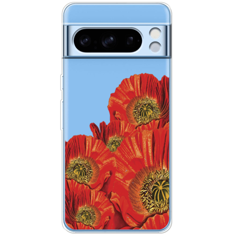 Прозрачный чехол BoxFace Google Pixel 8 Pro Red Poppies