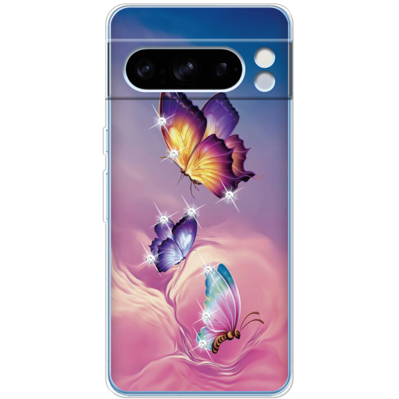 Чехол со стразами Google Pixel 8 Pro Butterflies