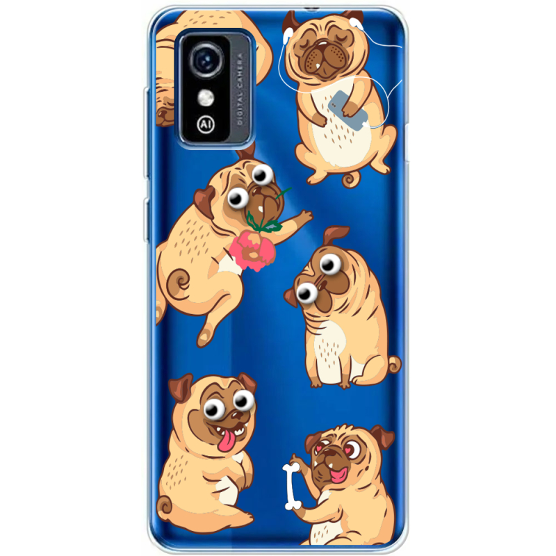 Прозрачный чехол BoxFace ZTE Blade L9 с 3D-глазками Pug