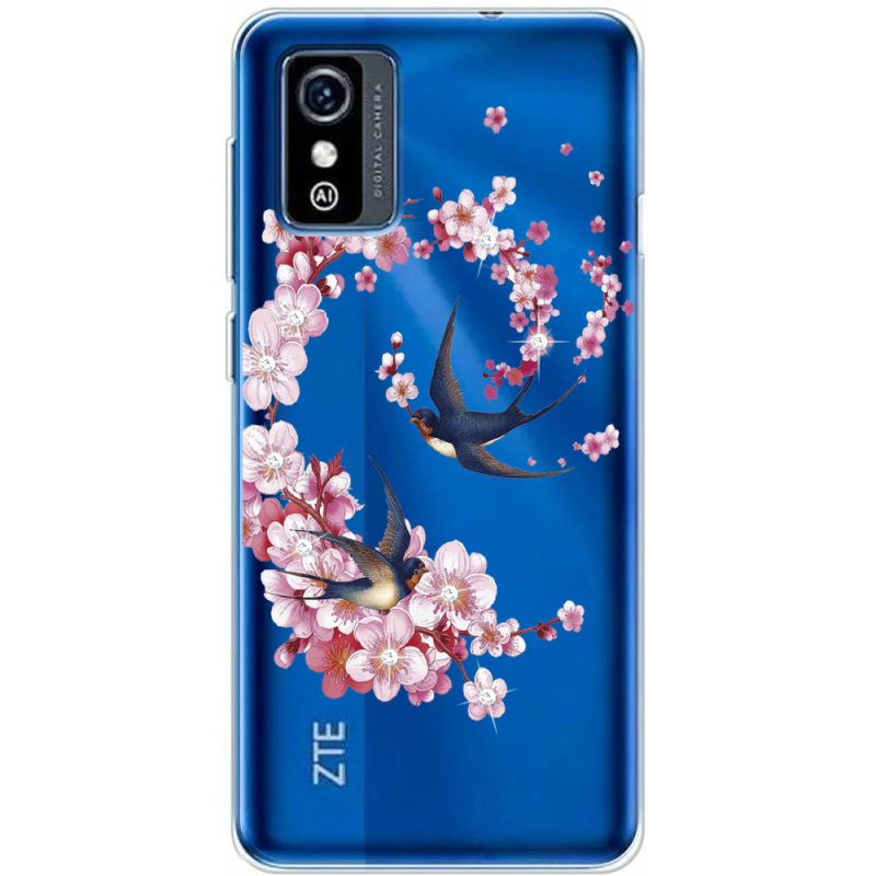 Чехол со стразами ZTE Blade L9 Swallows and Bloom