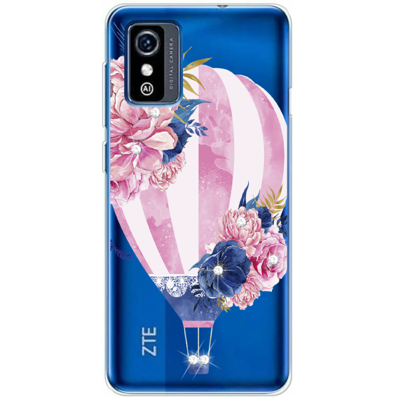 Чехол со стразами ZTE Blade L9 Pink Air Baloon