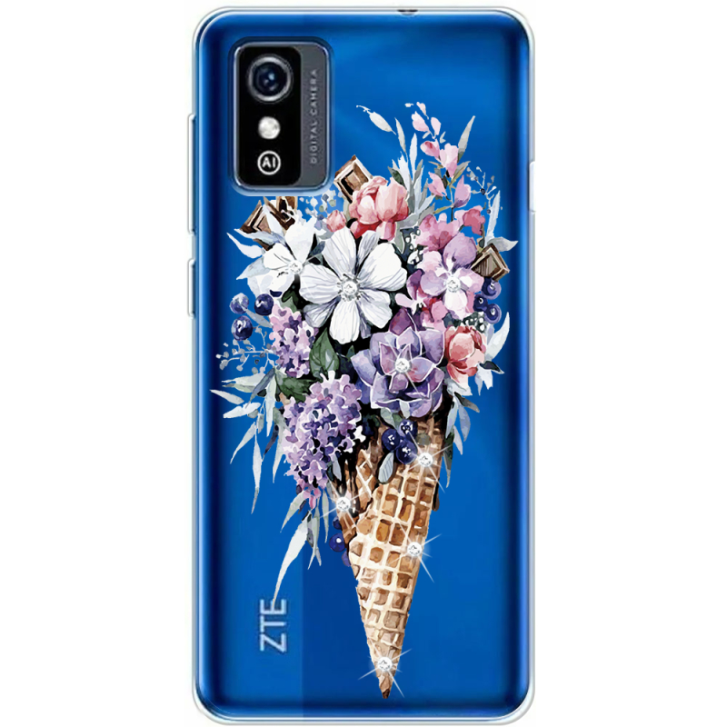 Чехол со стразами ZTE Blade L9 Ice Cream Flowers