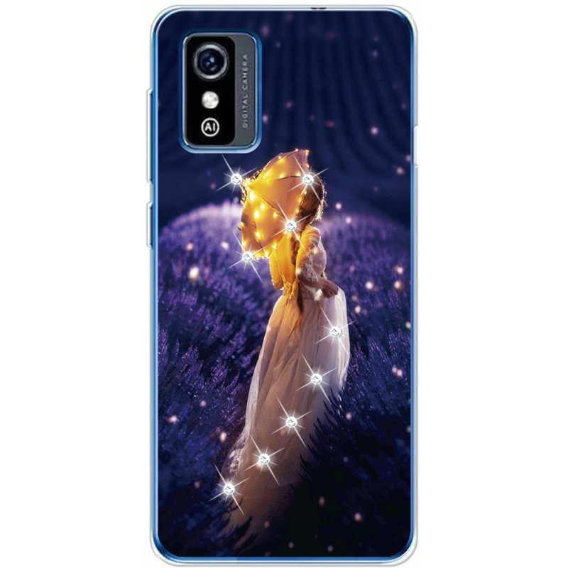 Чехол со стразами ZTE Blade L9 Girl with Umbrella