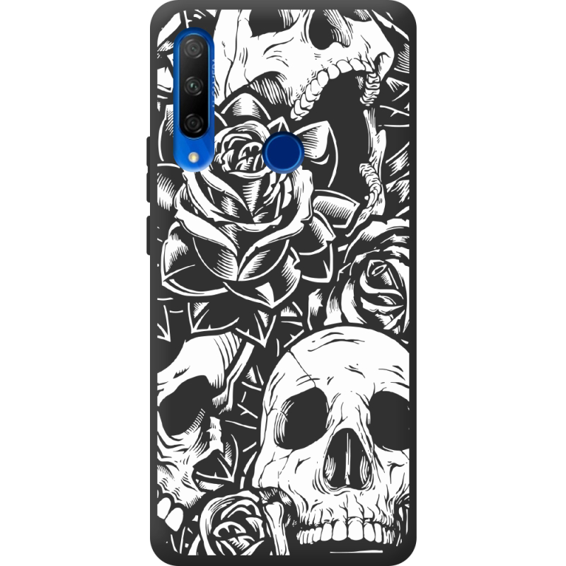 Черный чехол Uprint Honor 9x Skull and Roses