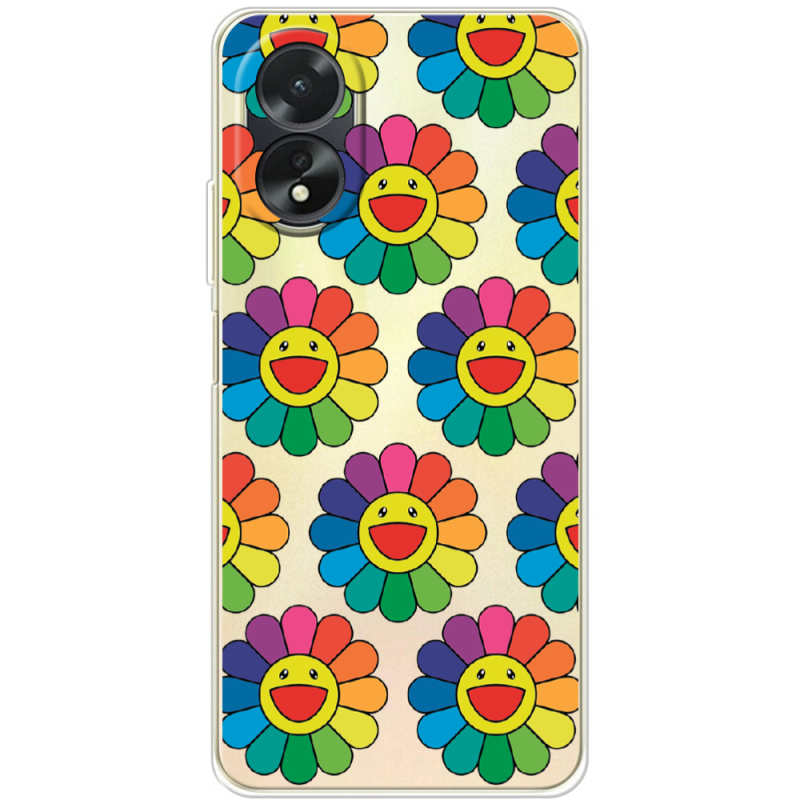 Прозрачный чехол BoxFace OPPO A18 4G Hippie Flowers