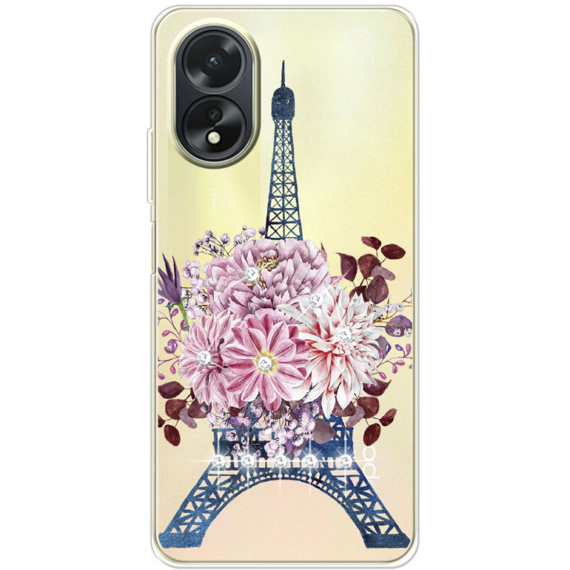 Чехол со стразами OPPO A18 4G Eiffel Tower