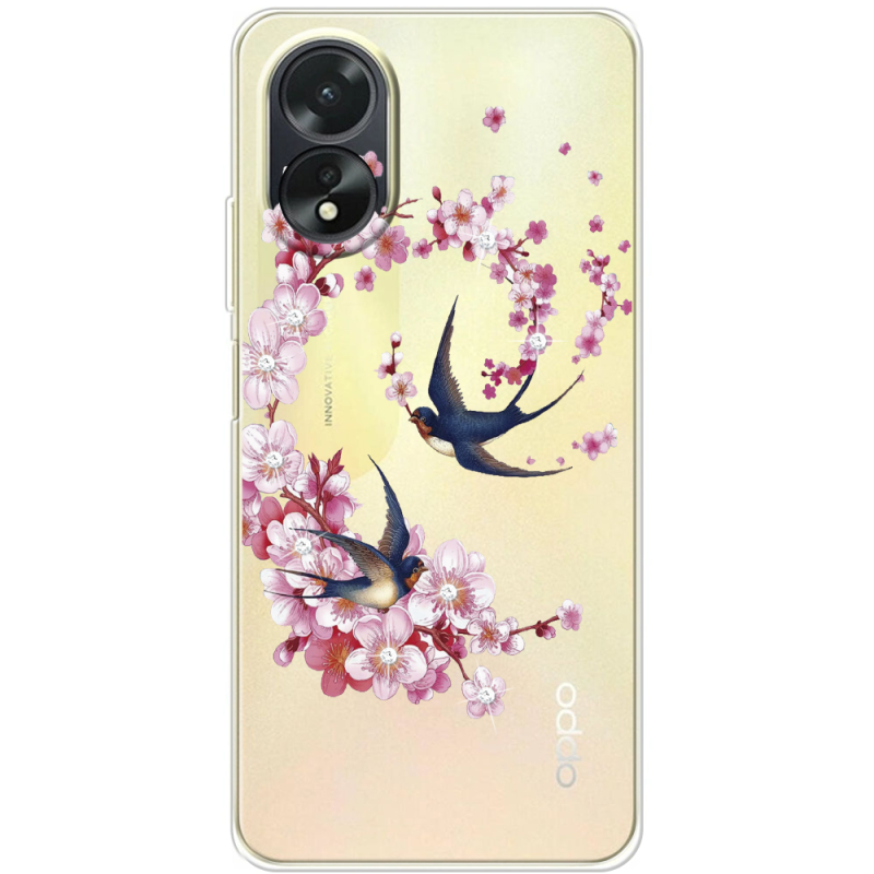 Чехол со стразами OPPO A18 4G Swallows and Bloom