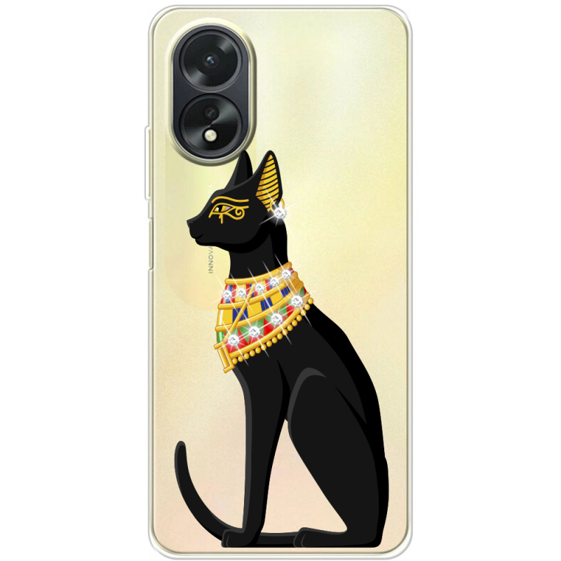 Чехол со стразами OPPO A18 4G Egipet Cat